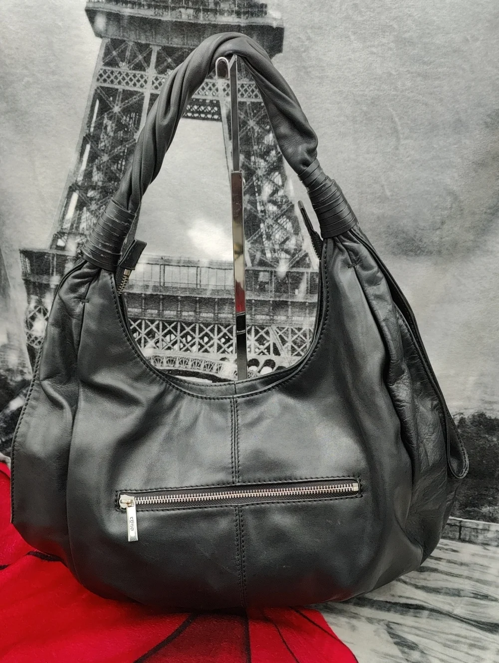 Cobo Black Leather Hobo